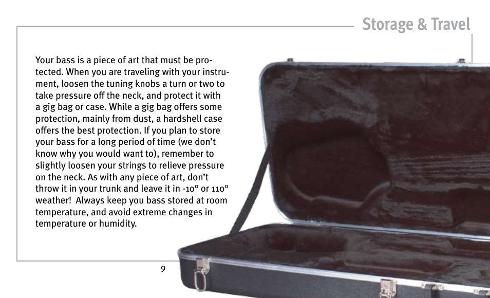 Storage & travel | Peavey Guitar User Manual | Page 9 / 24
