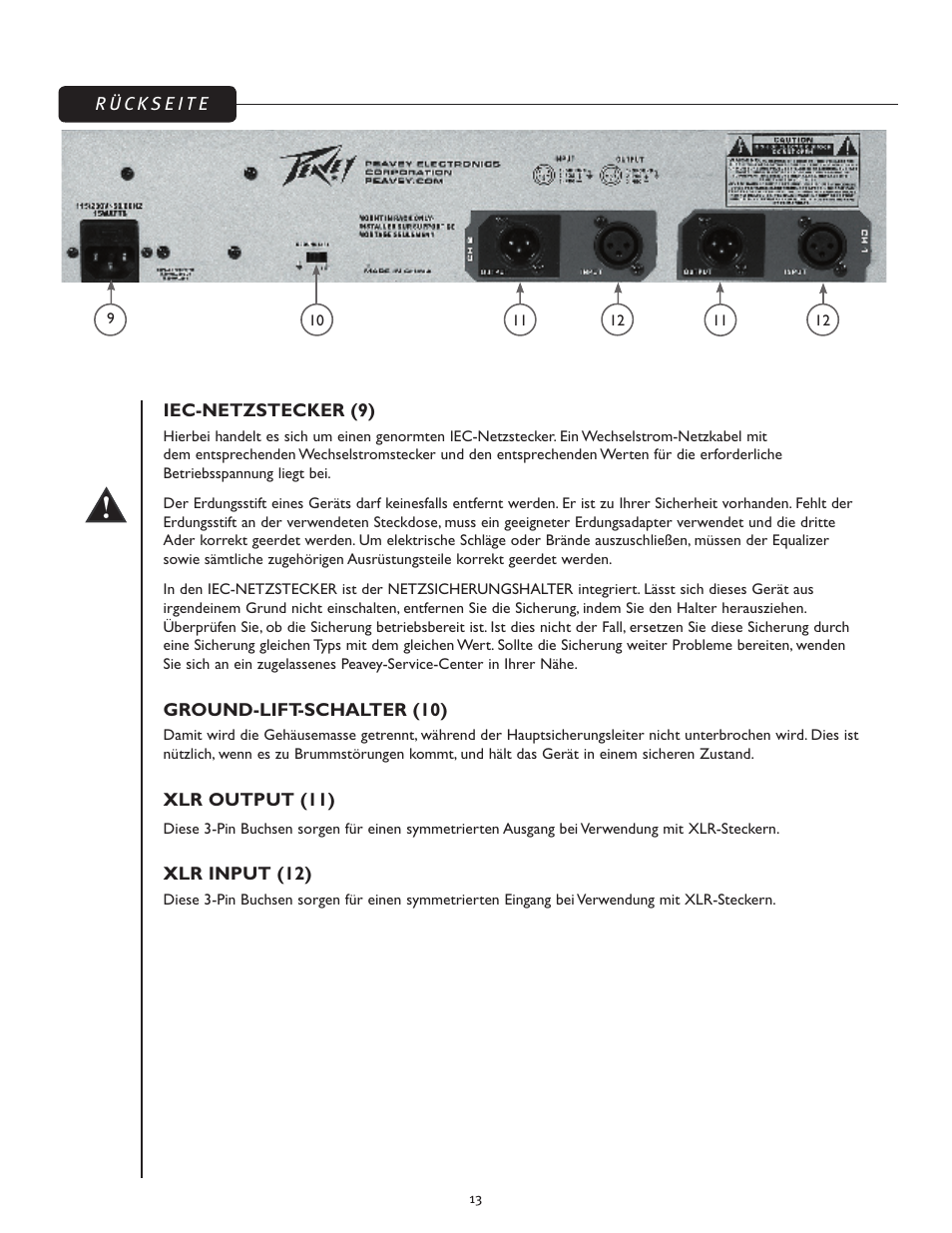 Peavey PV 231EQ User Manual | Page 13 / 24