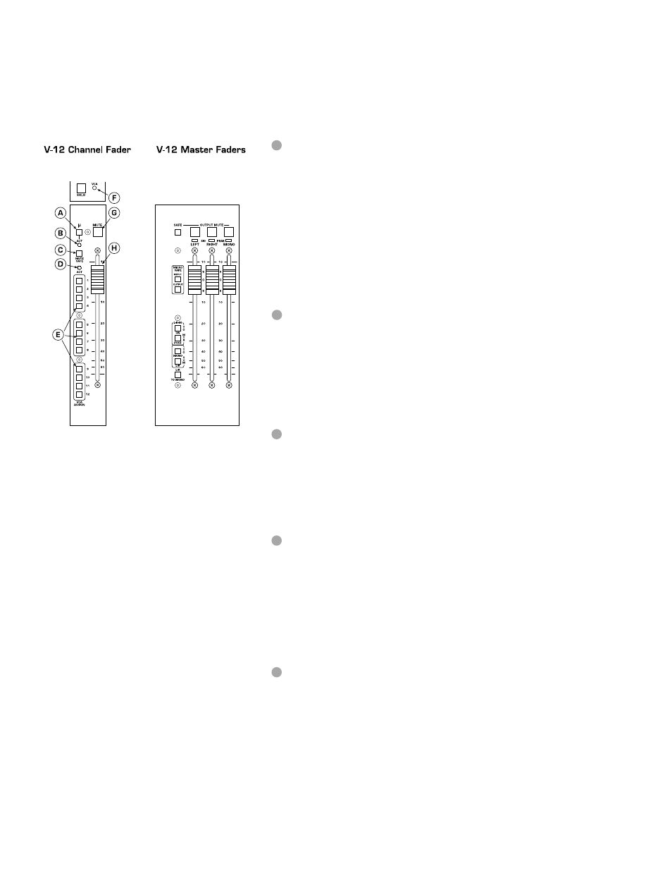 Micro mute system, Channel fader features | Peavey V12 User Manual | Page 52 / 67