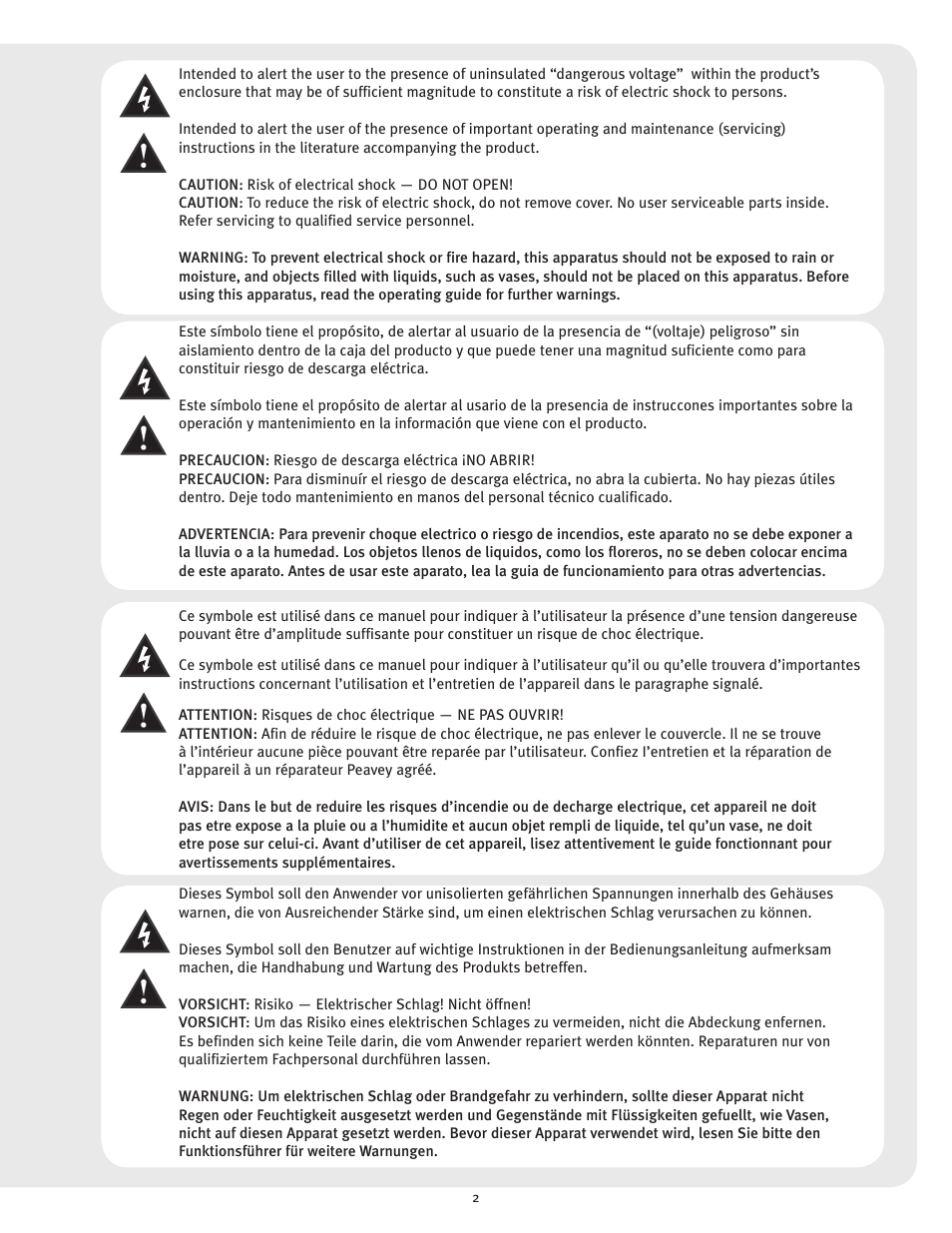 Peavey 1400 User Manual | Page 2 / 48