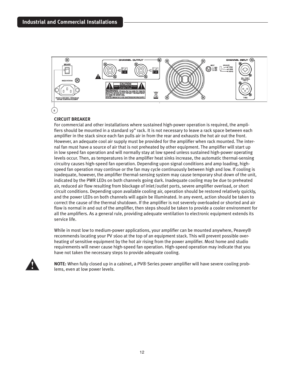 Industrial and commercial installations | Peavey PV1600 User Manual | Page 12 / 20