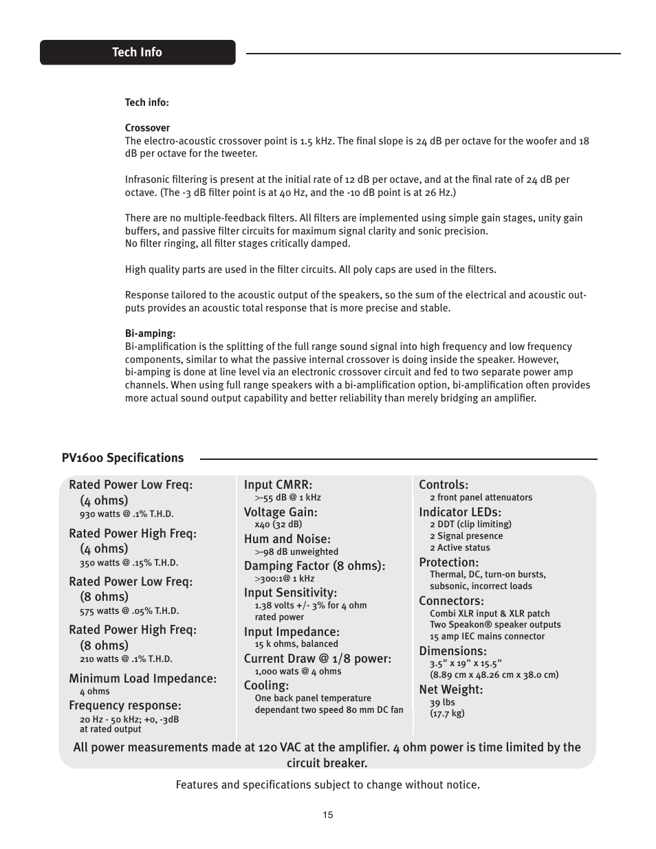 Peavey PV1600 User Manual | Page 15 / 20