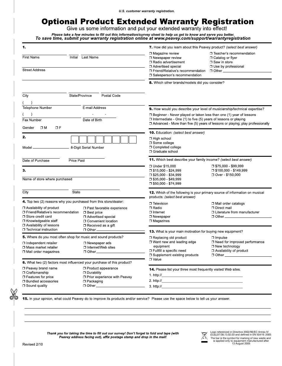 Peavey PR 12 D User Manual | Page 15 / 16