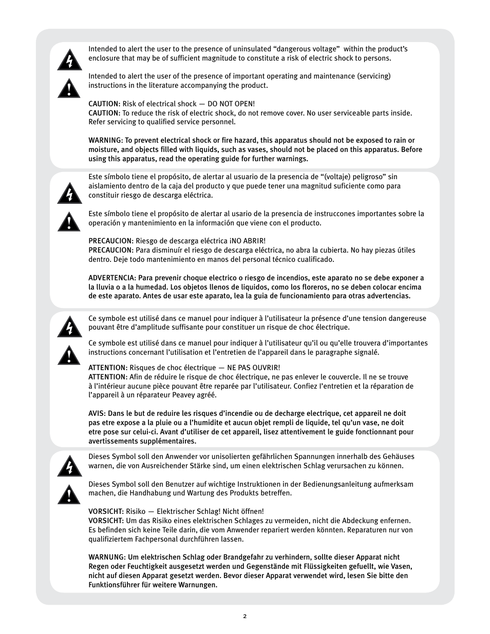 Peavey PR 12 D User Manual | Page 2 / 16