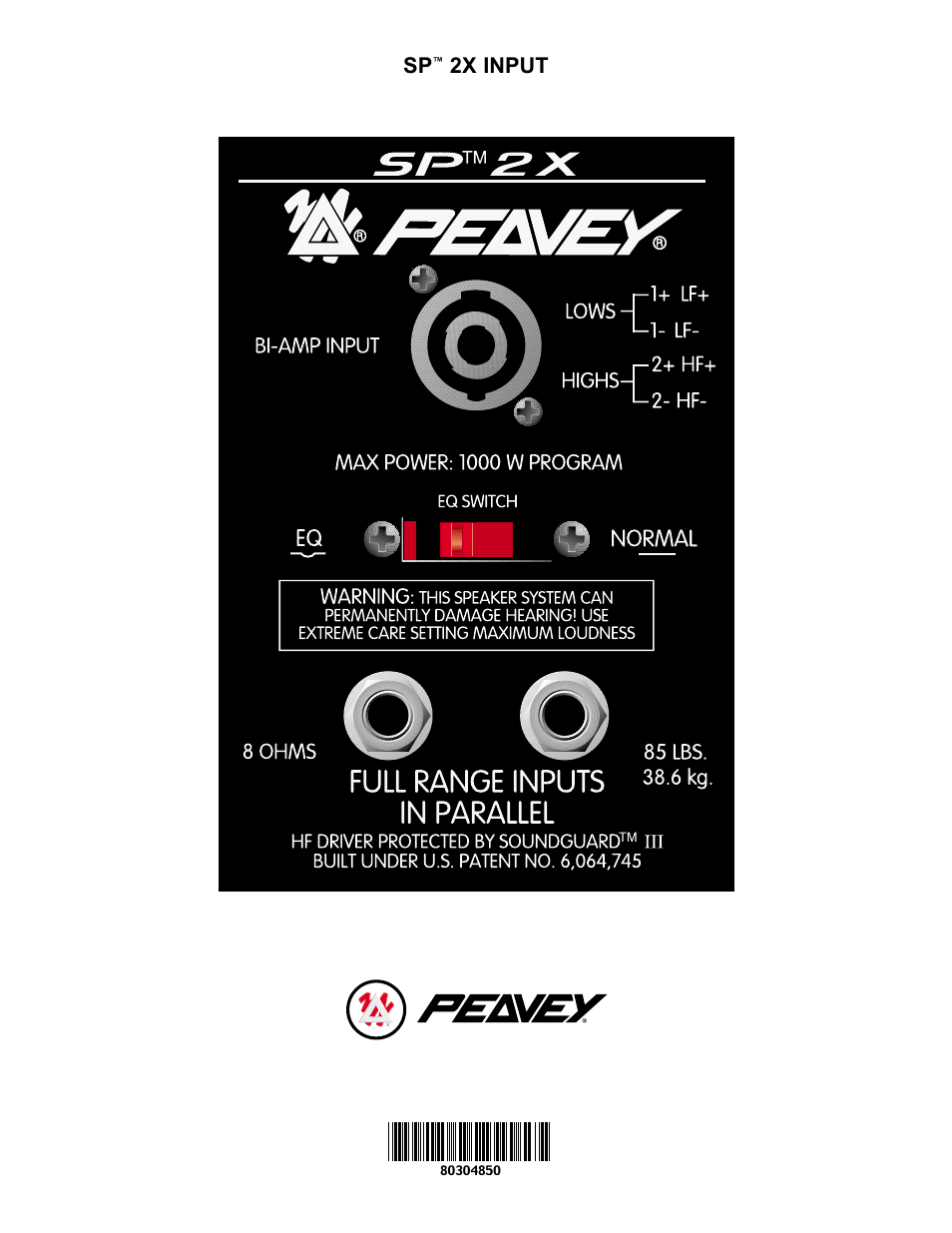 2x input | Peavey SP 2X User Manual | Page 4 / 4