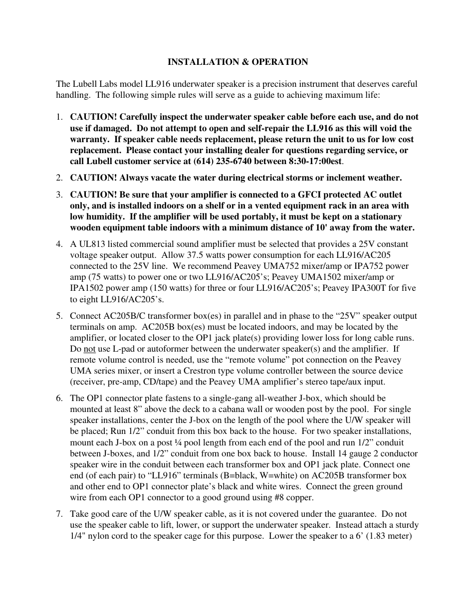 Peavey LL916 User Manual | Page 4 / 6