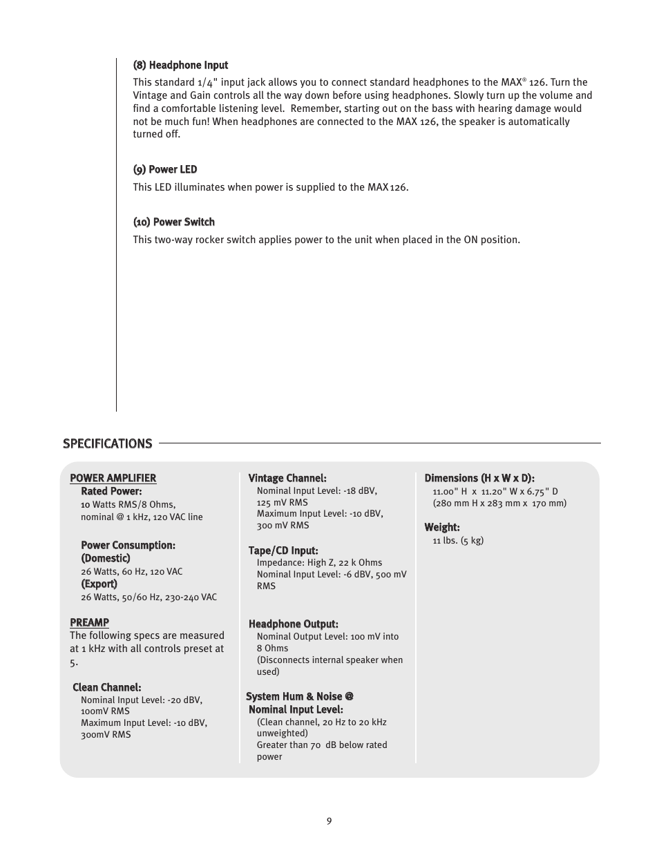 Peavey 126 User Manual | Page 9 / 24