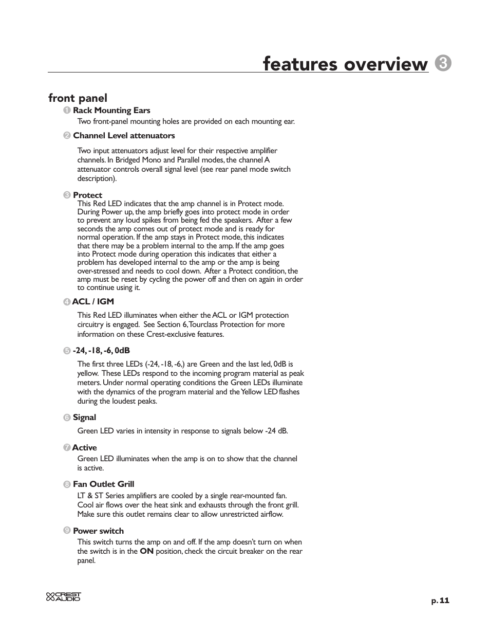 Features overview | Peavey LT Series User Manual | Page 13 / 34