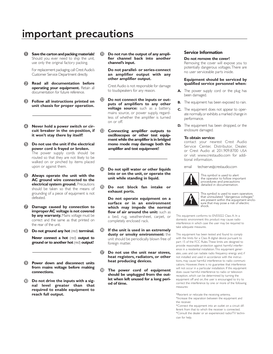 Important precautions | Peavey LT Series User Manual | Page 2 / 34