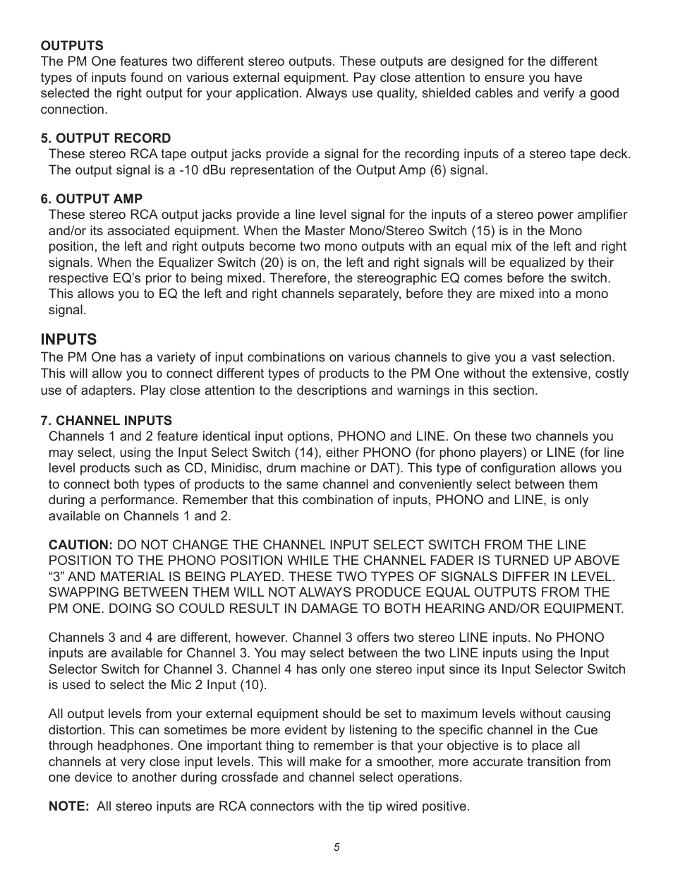 Peavey PM 1 User Manual | Page 5 / 16
