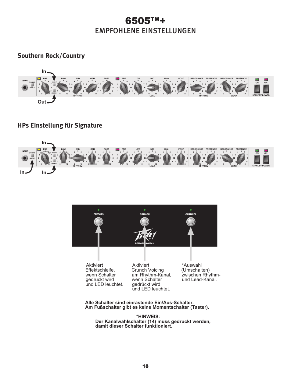 Empfohlene einstellungen | Peavey 6505TM User Manual | Page 18 / 36