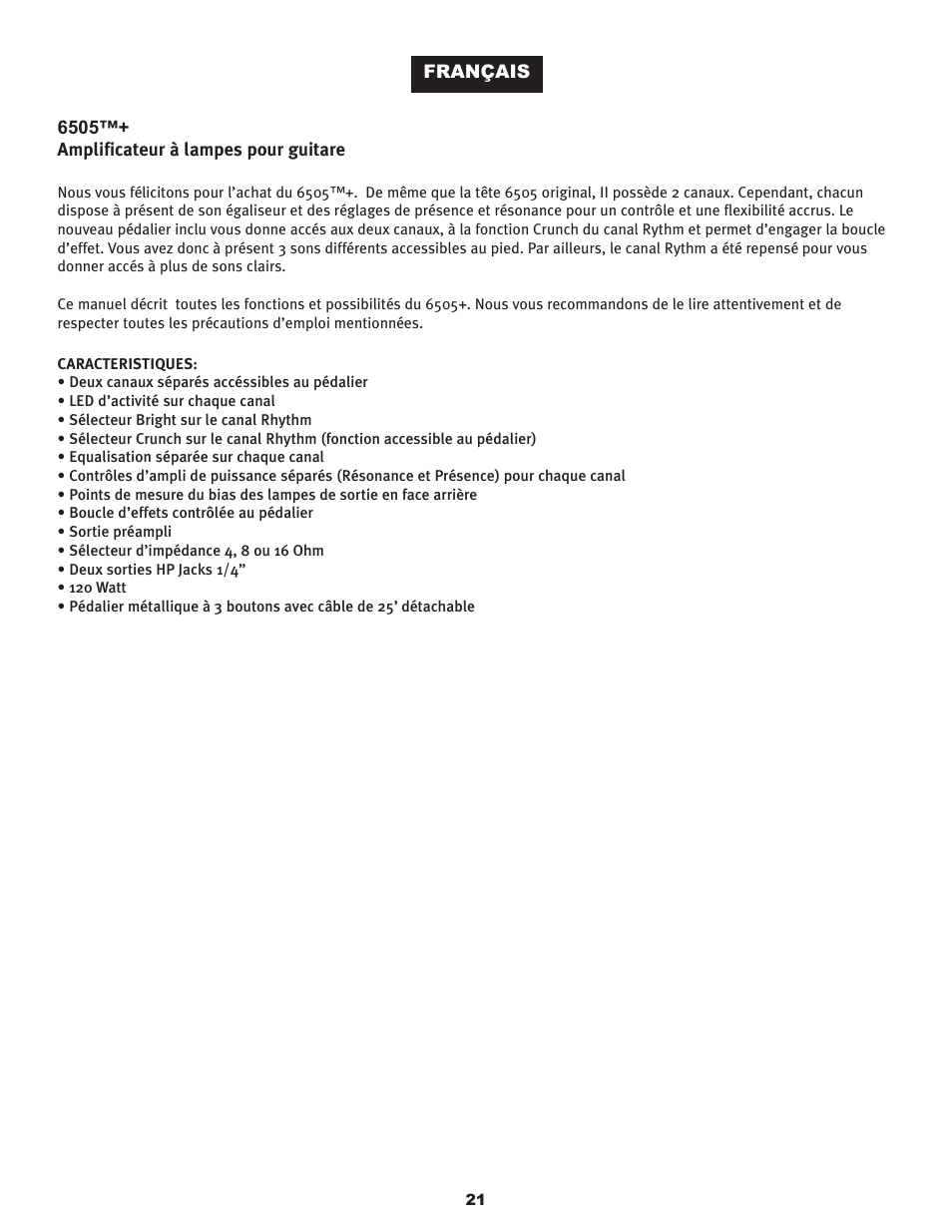 Peavey 6505TM User Manual | Page 21 / 36