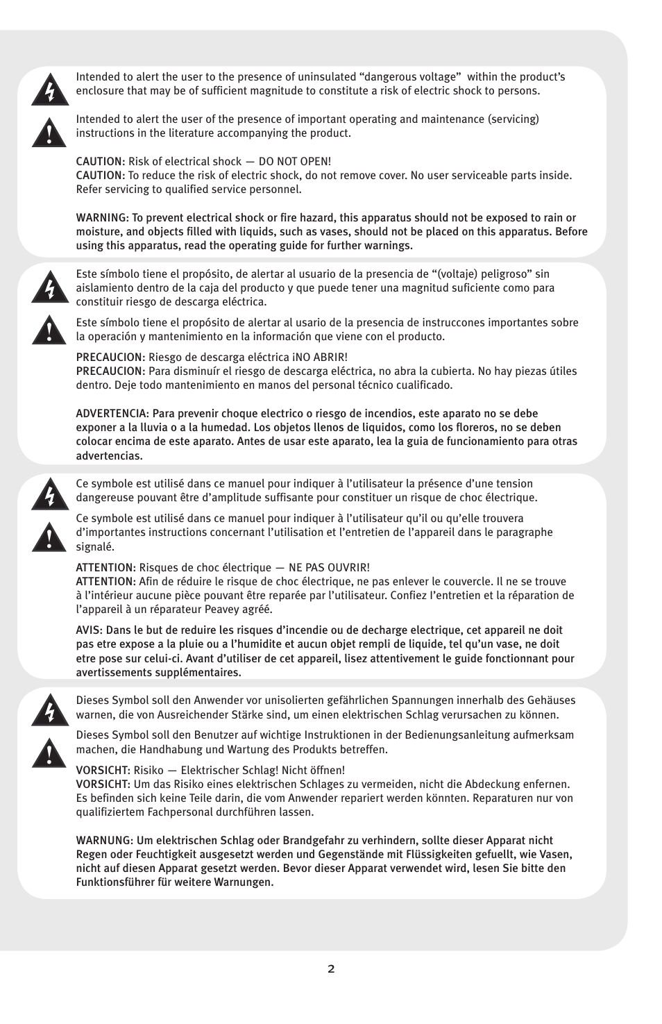 Peavey Audition User Manual | Page 2 / 12