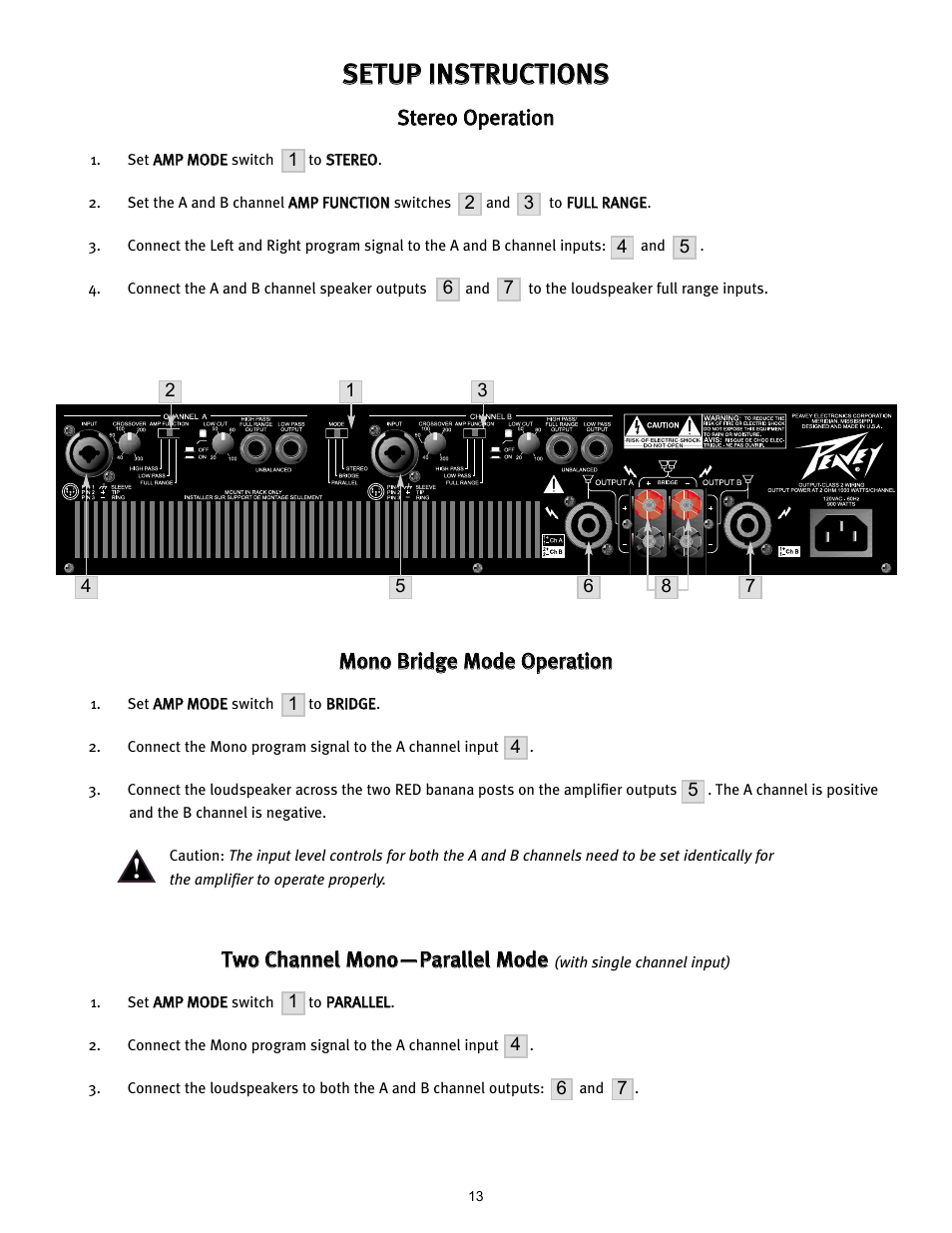 Sse et tu up p iin ns st tr ru uc ct tiio on ns s | Peavey 12/0280304941 User Manual | Page 13 / 56