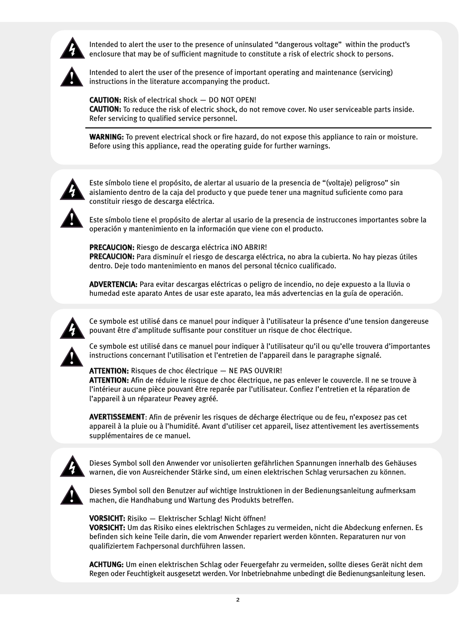Peavey 12/0280304941 User Manual | Page 2 / 56