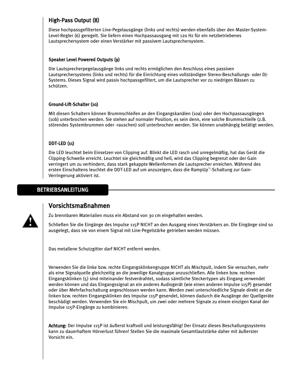 Vvo orrssiicch httssm ma aß ßn na ah hm me en n | Peavey Impulse 115P User Manual | Page 22 / 52
