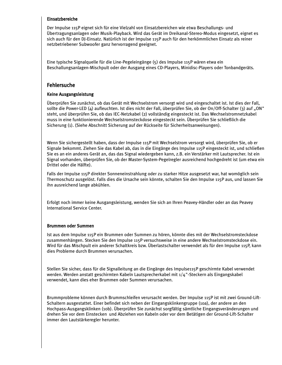 Peavey Impulse 115P User Manual | Page 26 / 52
