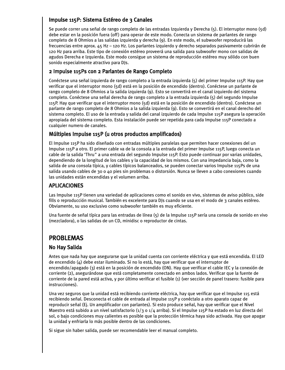 Peavey Impulse 115P User Manual | Page 36 / 52