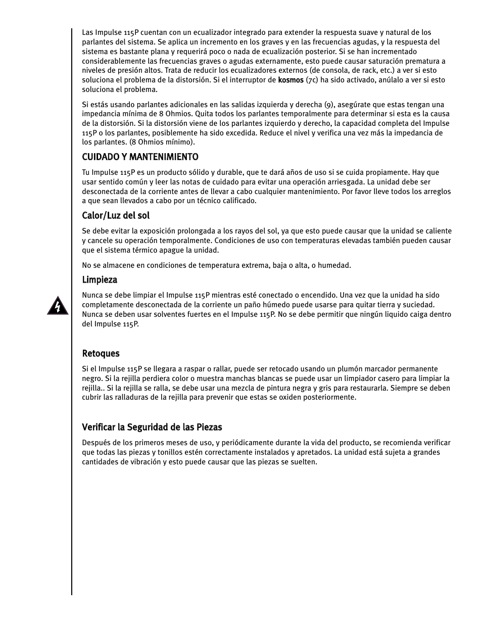 Peavey Impulse 115P User Manual | Page 38 / 52