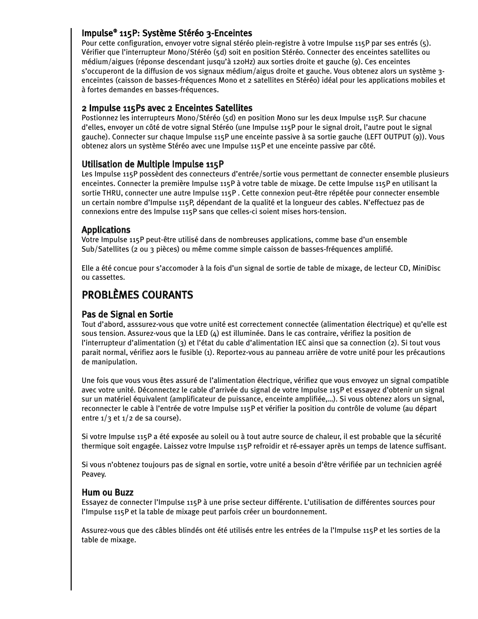 Peavey Impulse 115P User Manual | Page 46 / 52