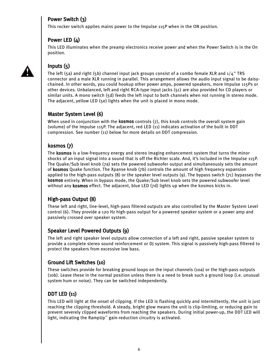 Peavey Impulse 115P User Manual | Page 6 / 52