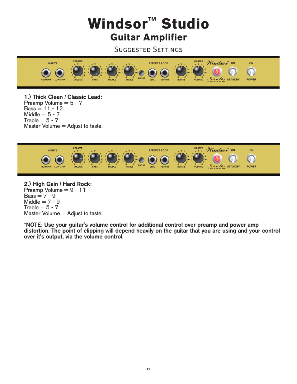 Windsor, Studio, Guitar amplifier | Peavey Windsor Studio User Manual | Page 12 / 16