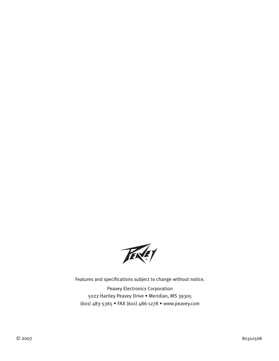 Peavey Windsor Studio User Manual | Page 16 / 16