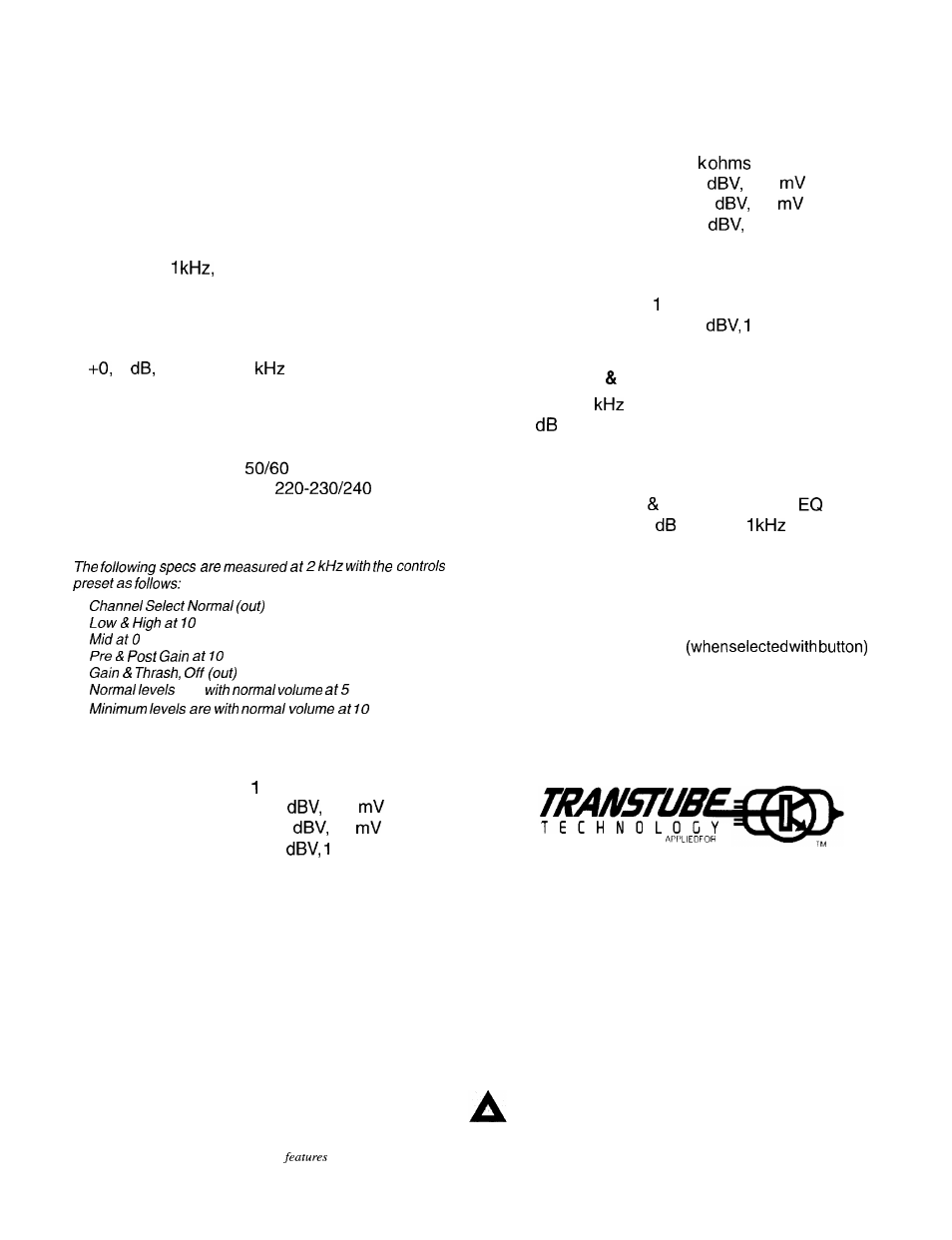 Specifications | Peavey ENVOY 110 User Manual | Page 5 / 16