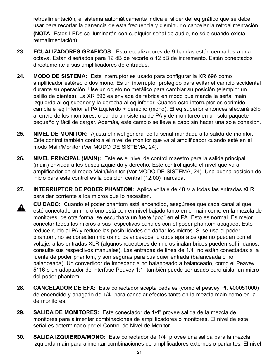 Peavey XR 696 User Manual | Page 21 / 40