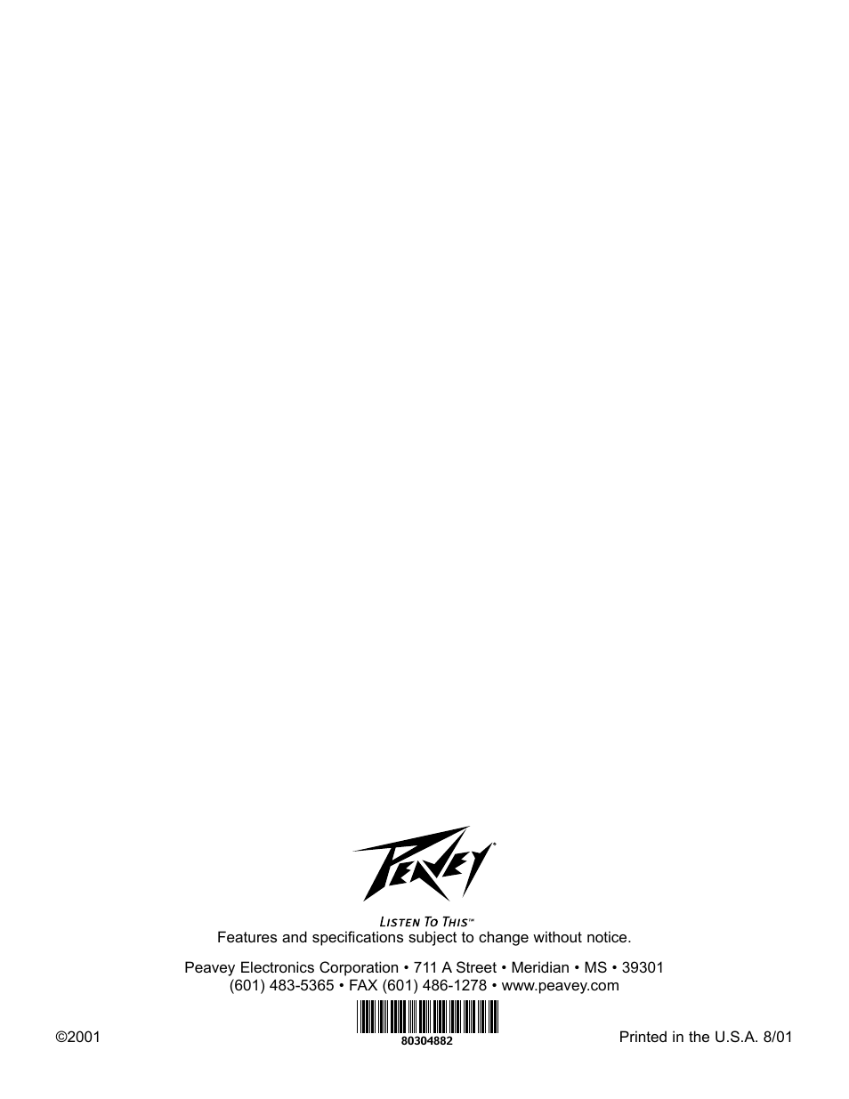 Peavey XR 696 User Manual | Page 40 / 40