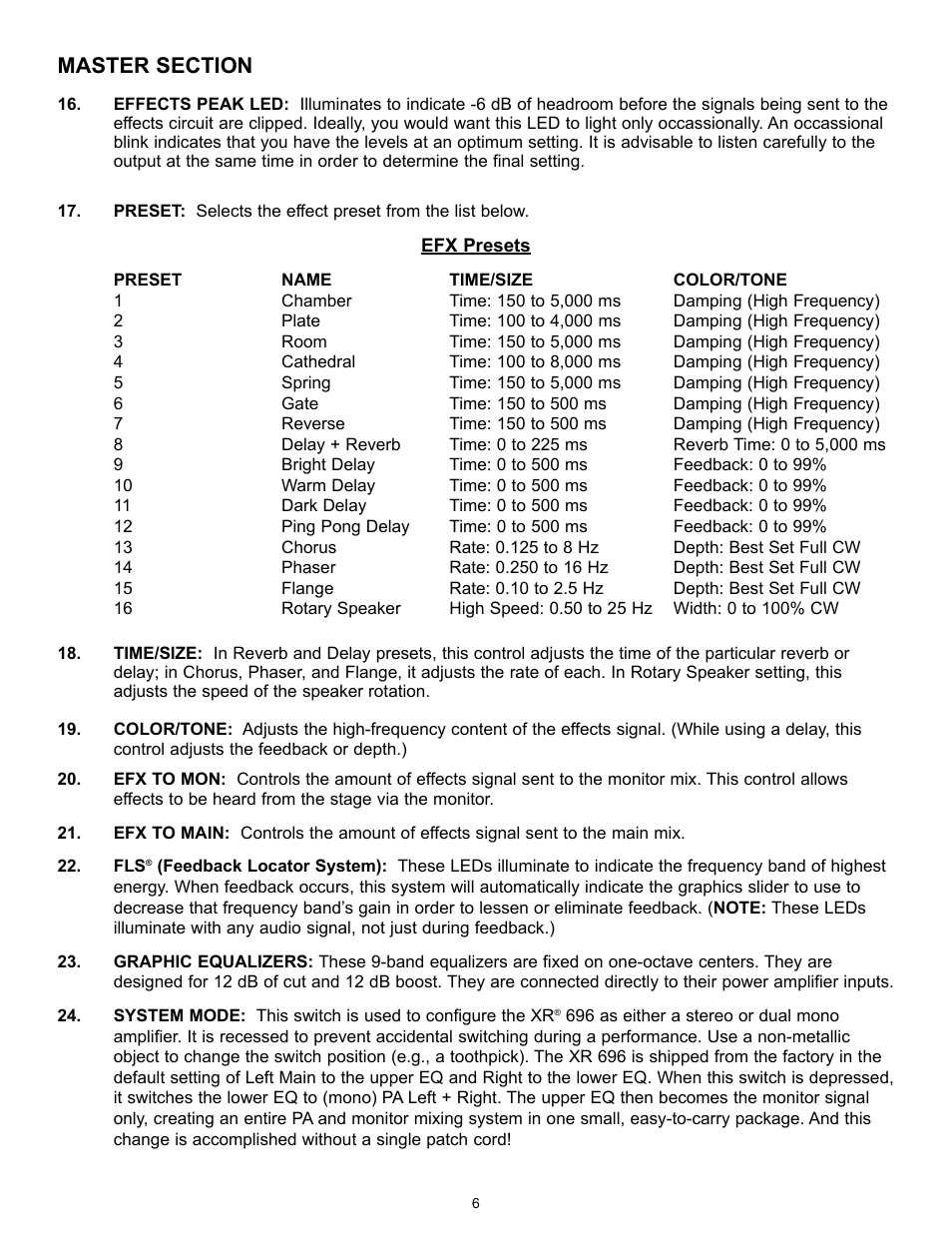 Peavey XR 696 User Manual | Page 6 / 40