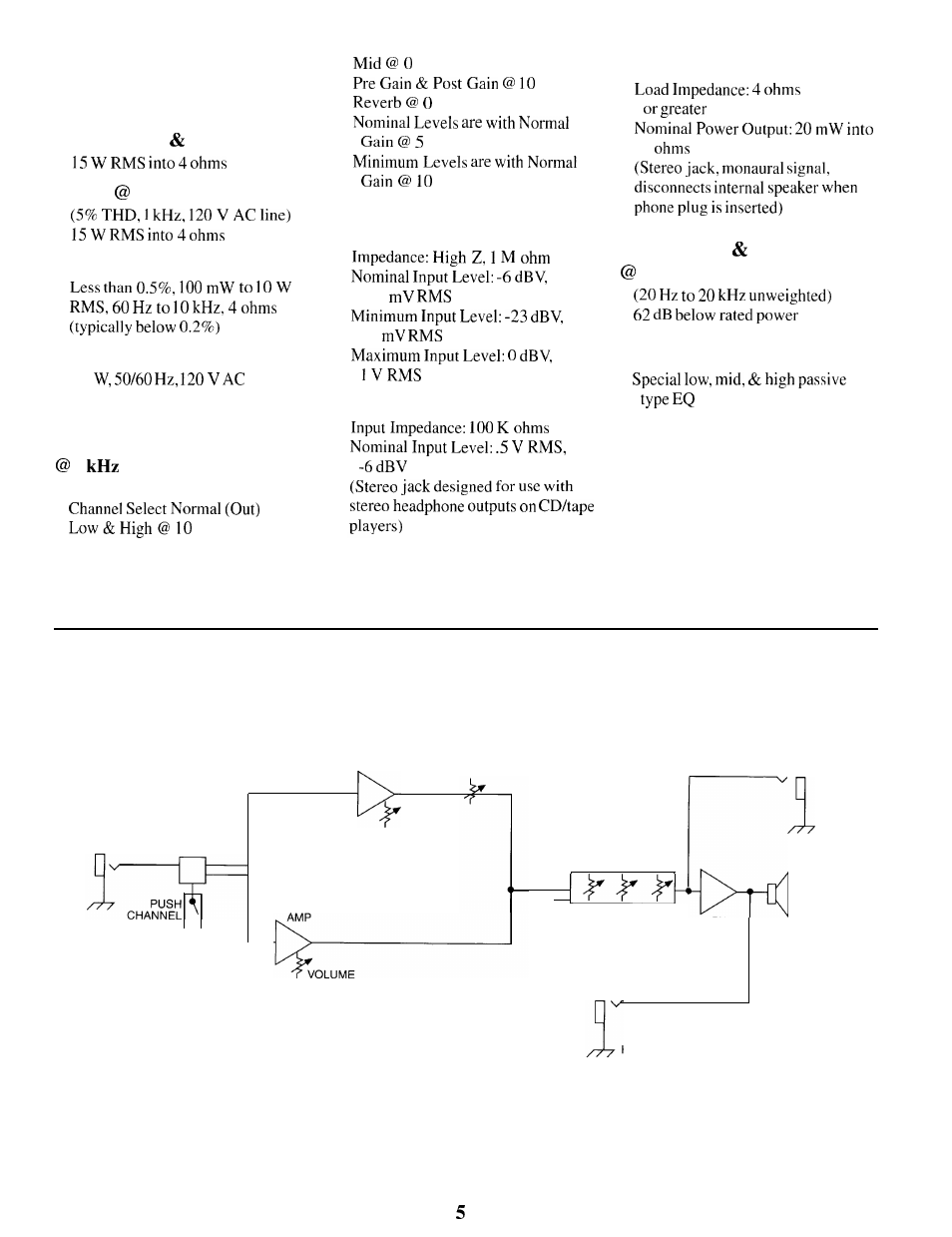 Specifications, Block diagram | Transtube 158 E User Manual | Page 5 / 12