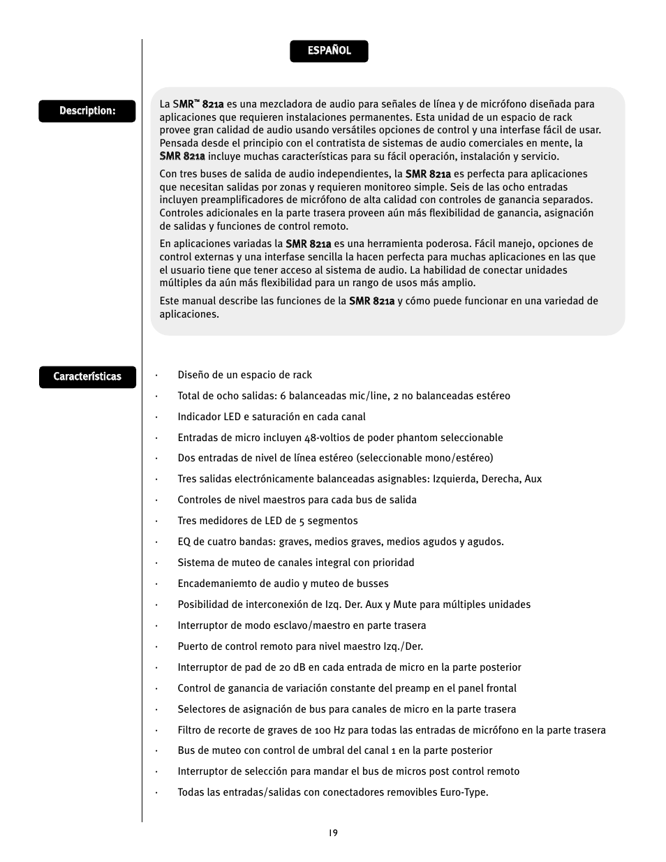 Peavey SMRTM 821a User Manual | Page 19 / 52