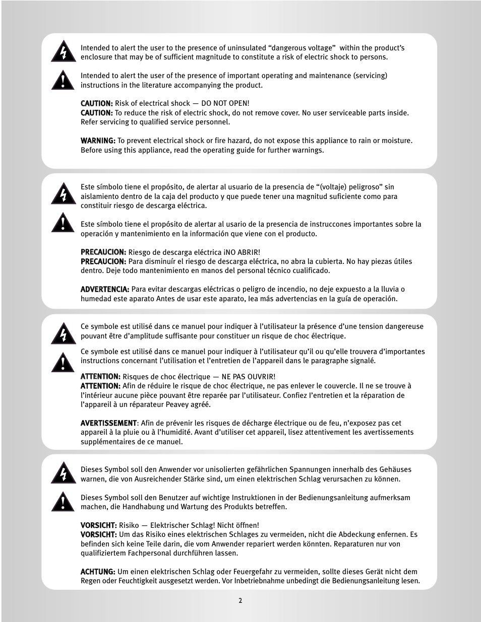 Peavey SMRTM 821a User Manual | Page 2 / 52