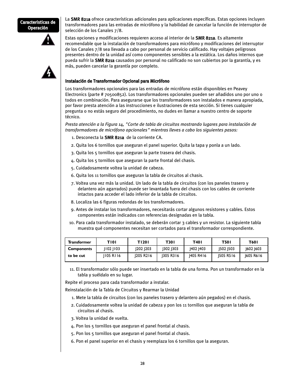 Peavey SMRTM 821a User Manual | Page 28 / 52