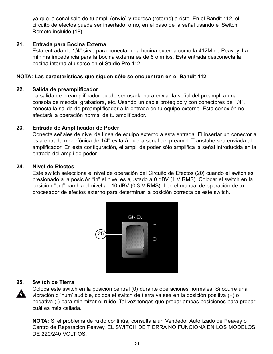 Peavey Studio Pro 112 User Manual | Page 21 / 48