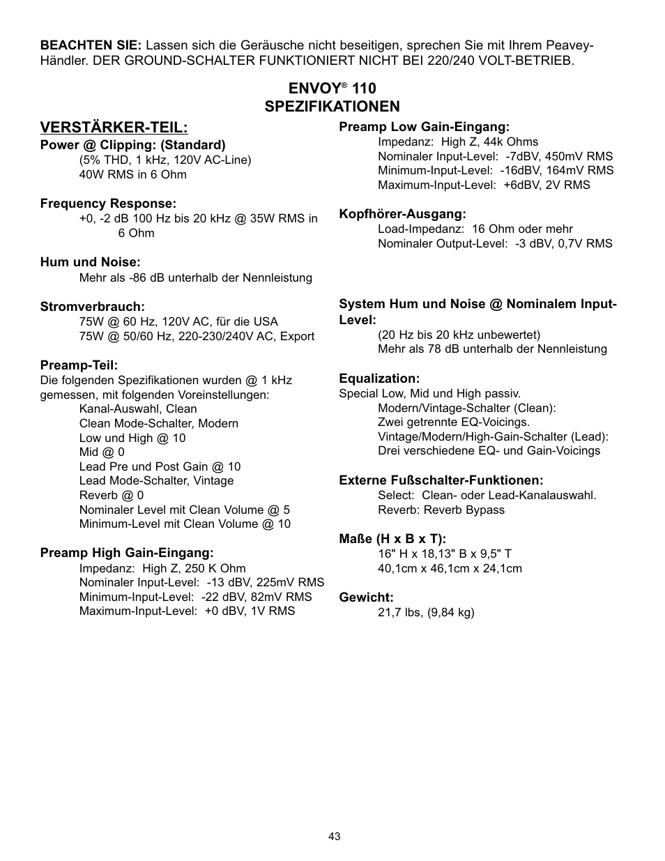 Peavey Studio Pro 112 User Manual | Page 43 / 48
