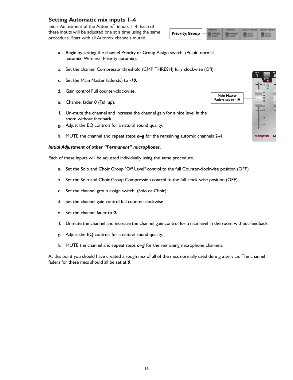 Setting automatic mix inputs 1–4 | Peavey S-24 User Manual | Page 19 / 32
