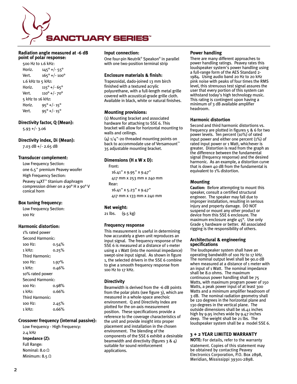 Peavey 6 User Manual | Page 2 / 12