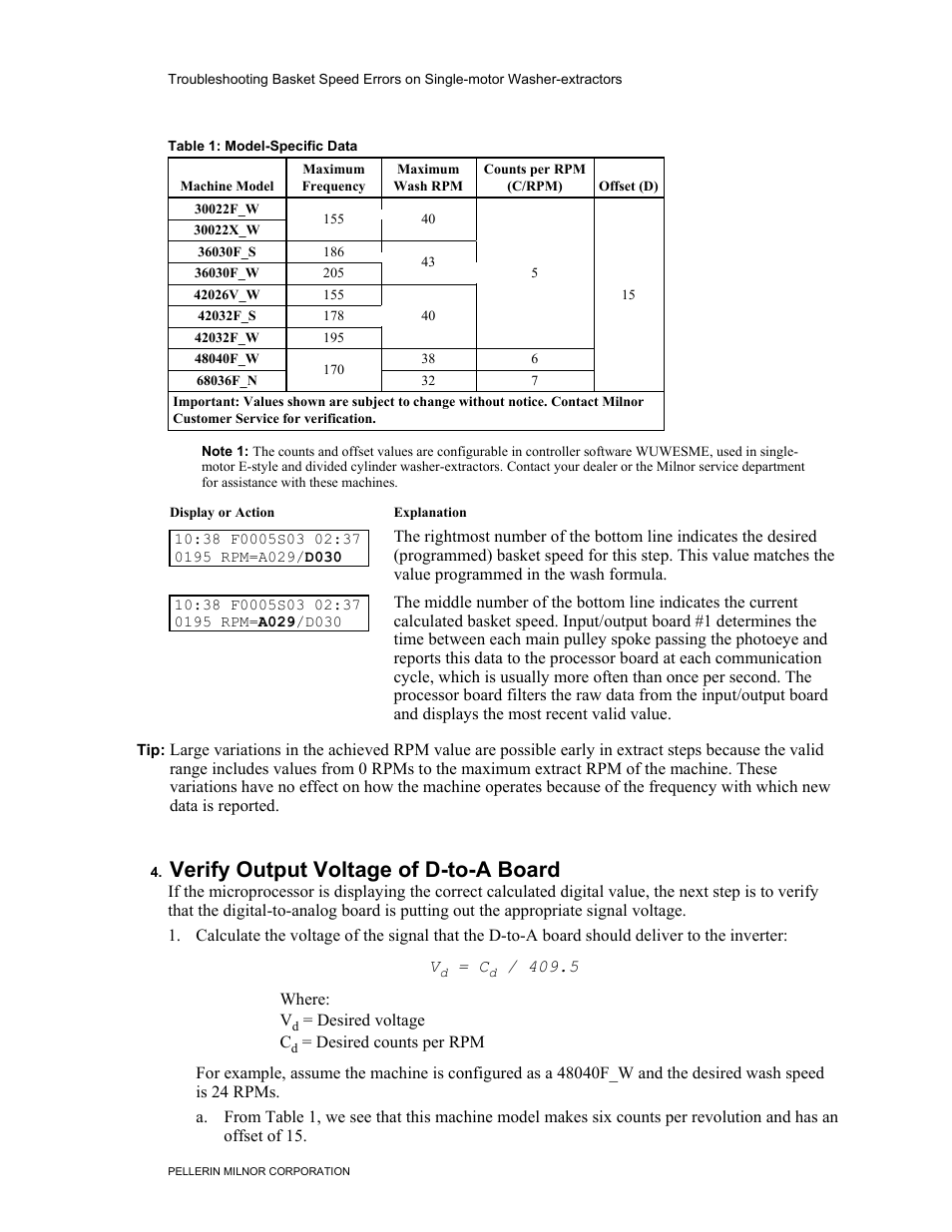 Verify output voltage of d-to-a board | Milnor BICWUT01 User Manual | Page 8 / 11