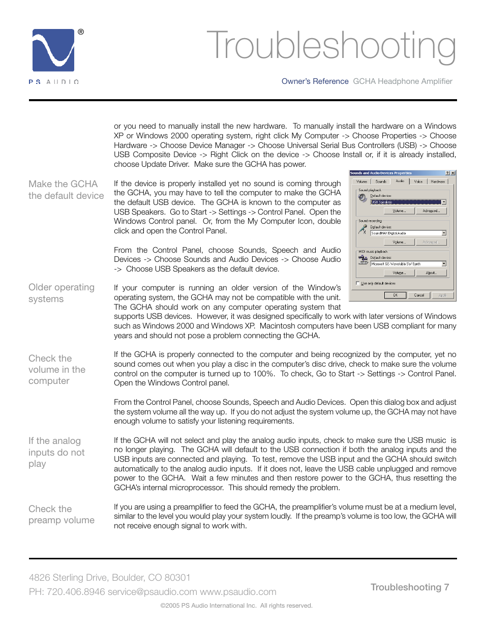 Troubleshooting | PS Audio GCHA User Manual | Page 11 / 16