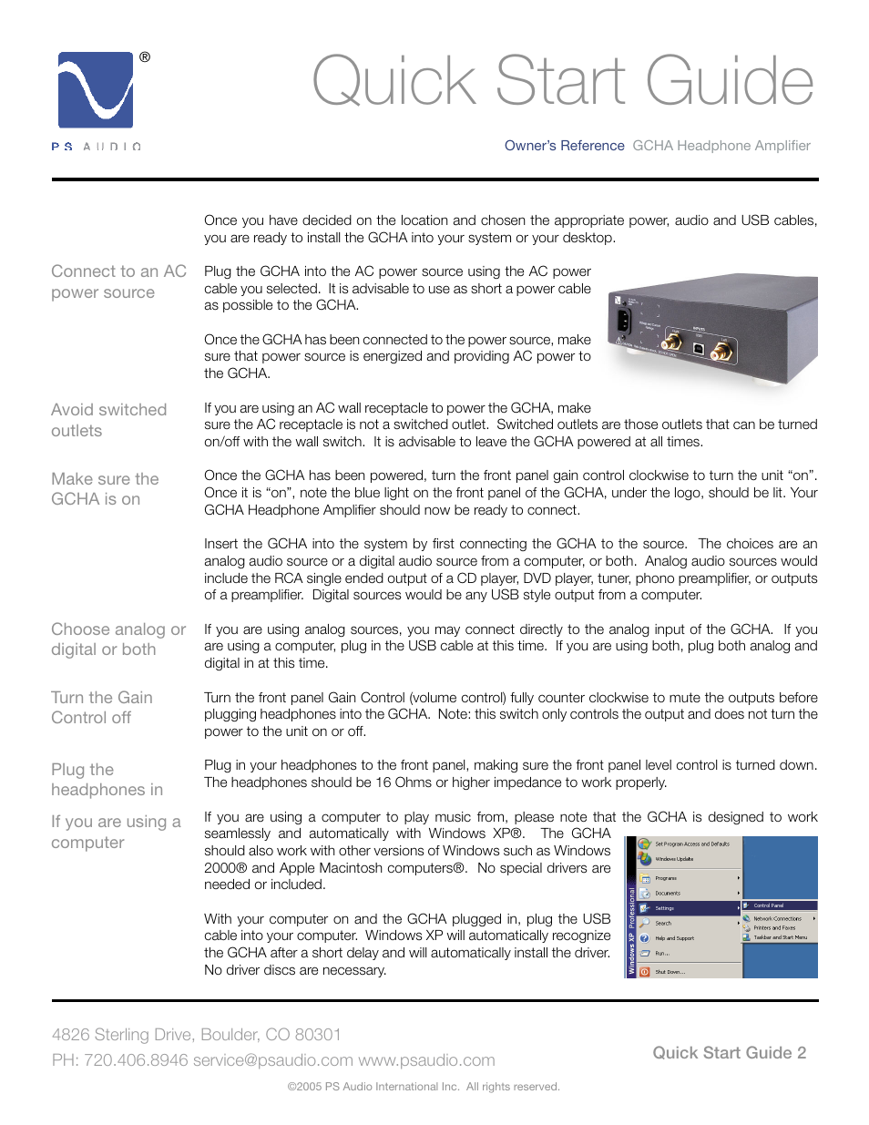Quick start guide | PS Audio GCHA User Manual | Page 6 / 16