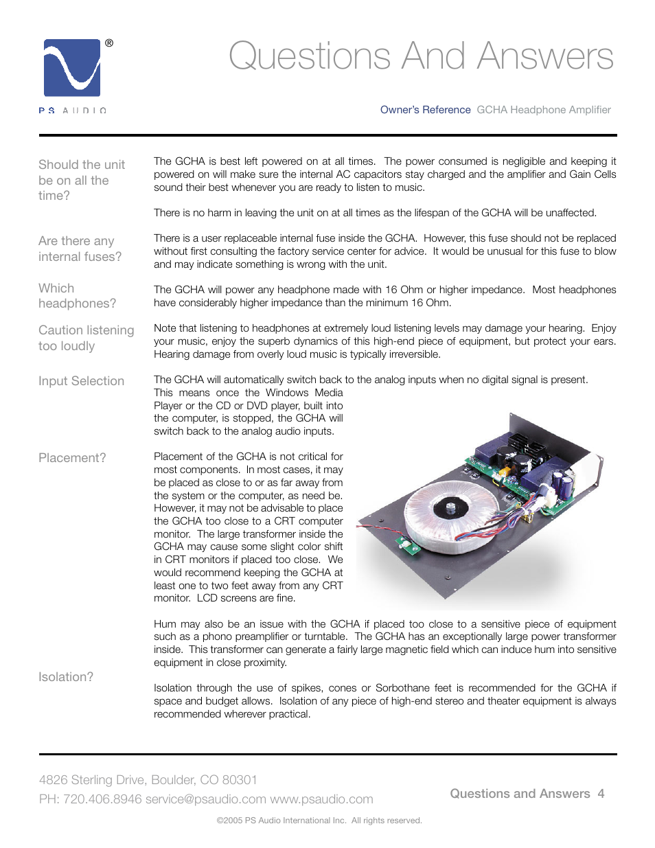 Questions and answers | PS Audio GCHA User Manual | Page 8 / 16