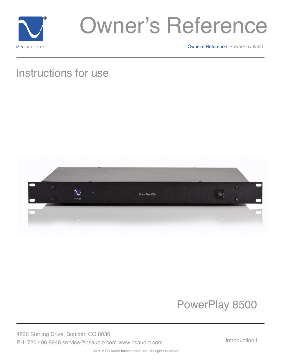 PS Audio 8500 User Manual | 32 pages