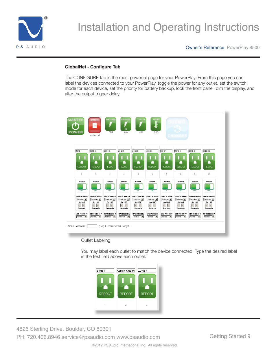 Installation and operating instructions | PS Audio 8500 User Manual | Page 13 / 32