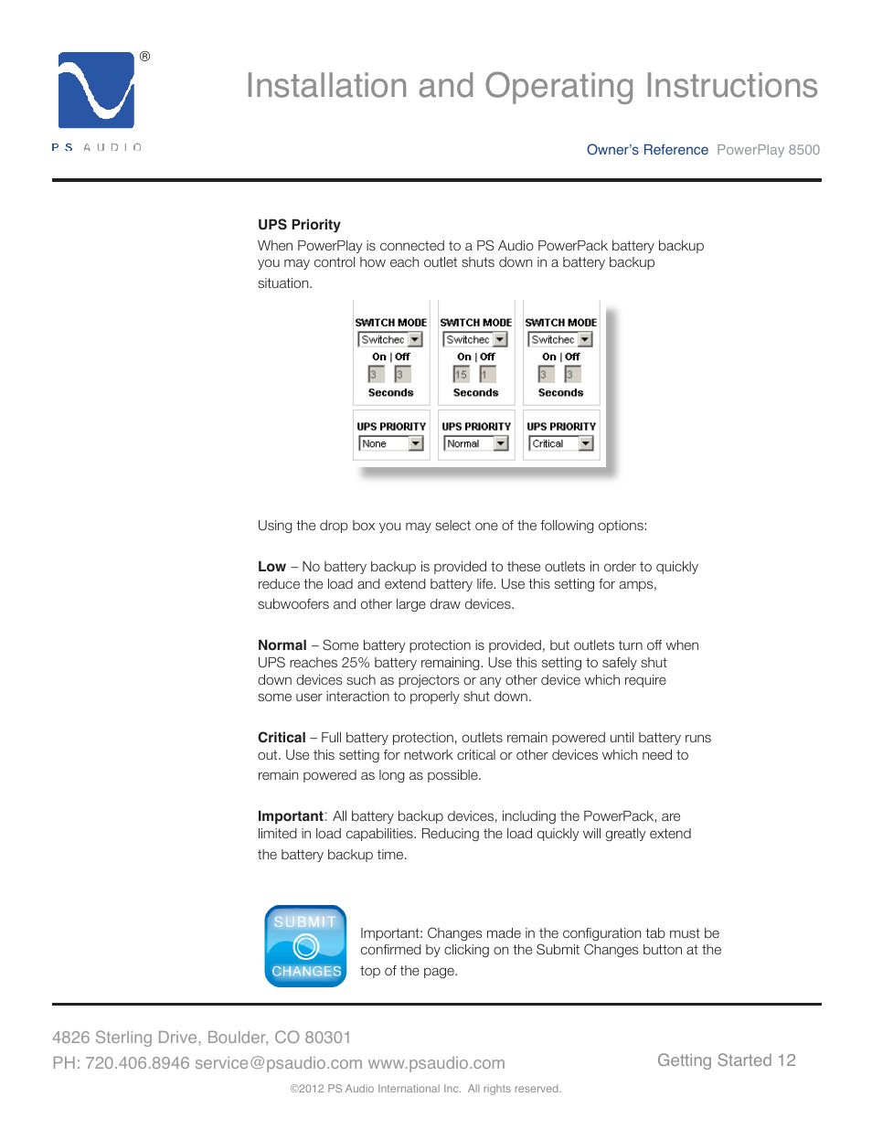 Installation and operating instructions | PS Audio 8500 User Manual | Page 16 / 32