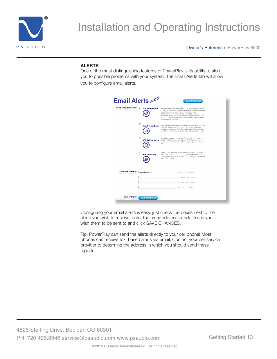 Installation and operating instructions | PS Audio 8500 User Manual | Page 17 / 32