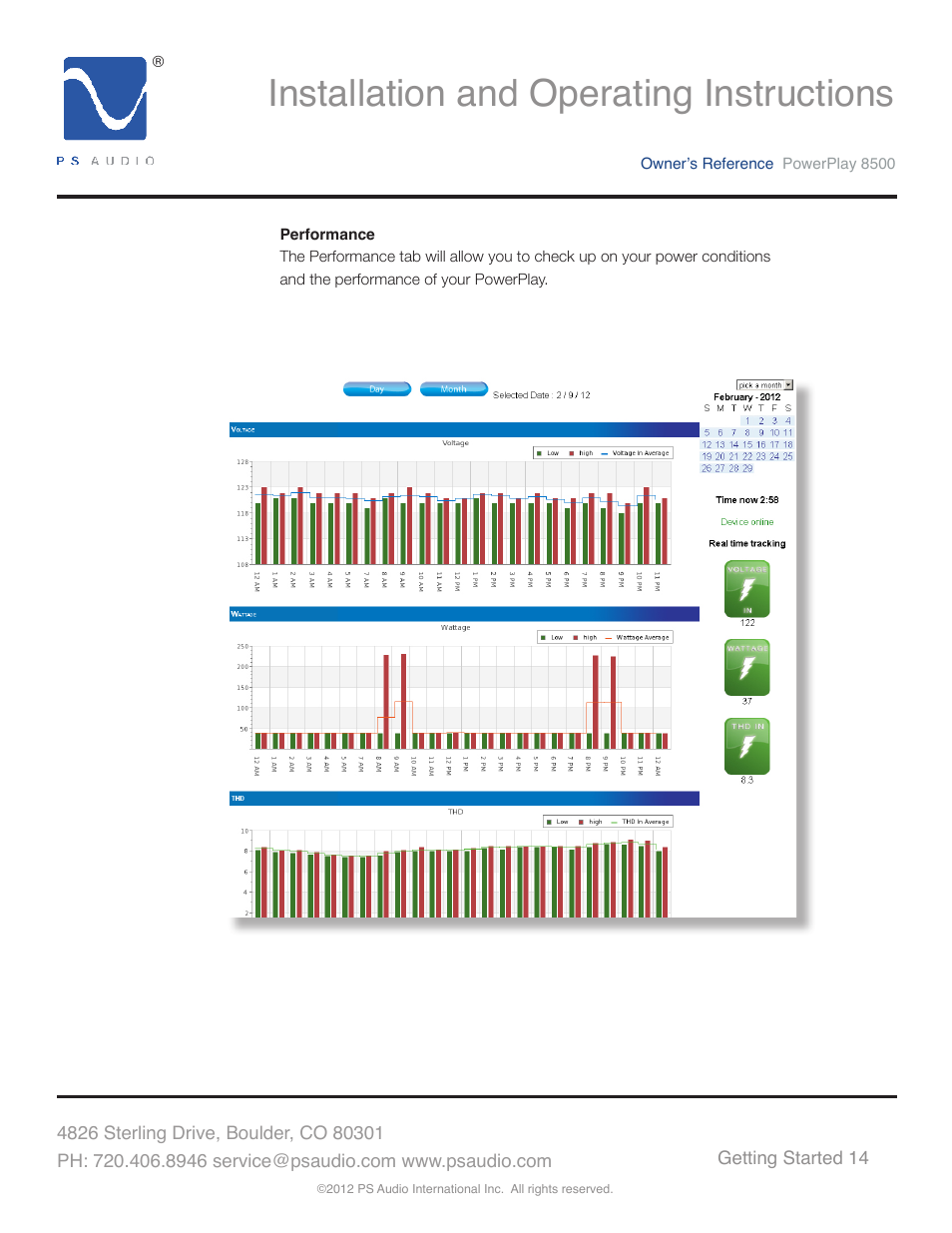 Installation and operating instructions | PS Audio 8500 User Manual | Page 18 / 32