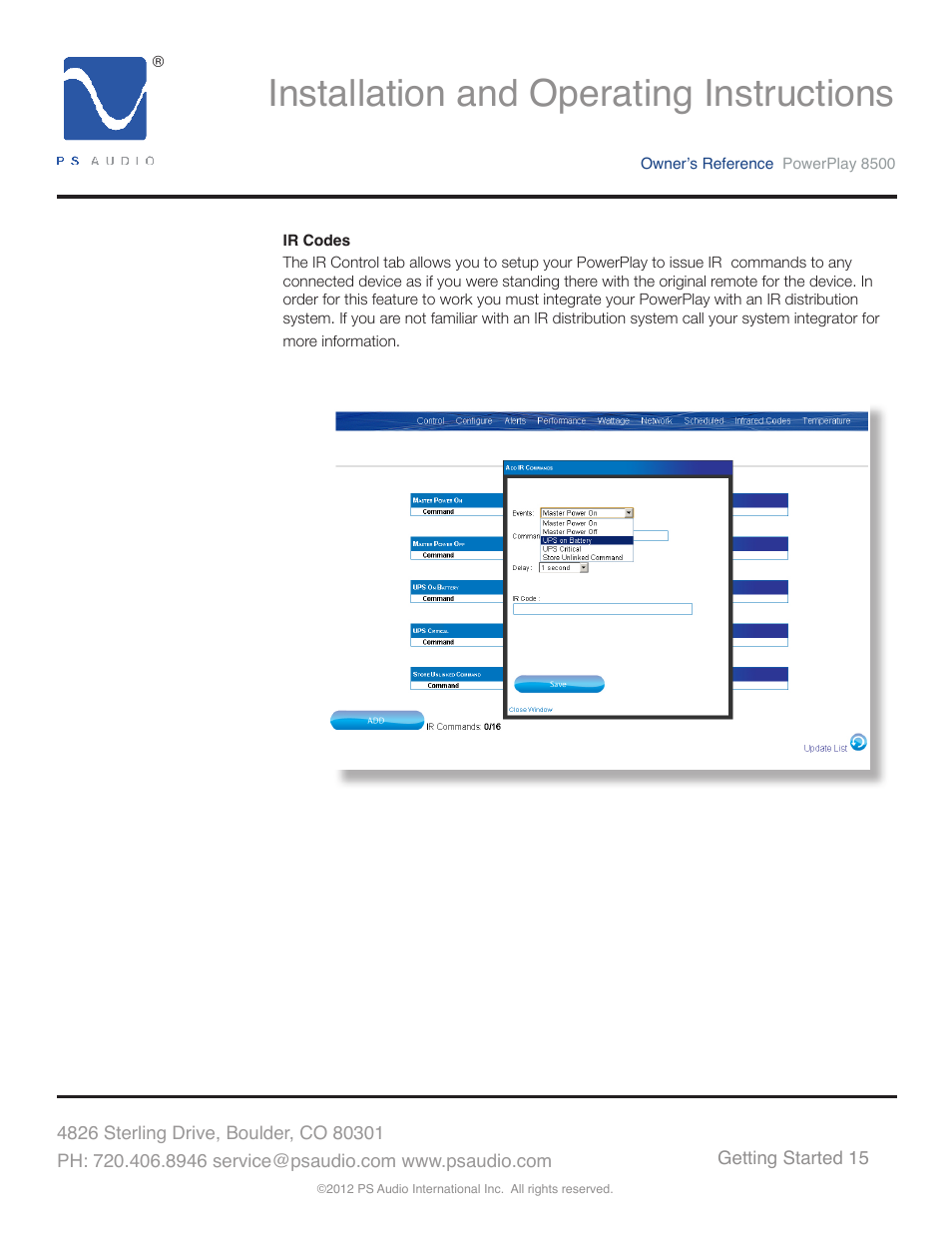 Installation and operating instructions | PS Audio 8500 User Manual | Page 19 / 32