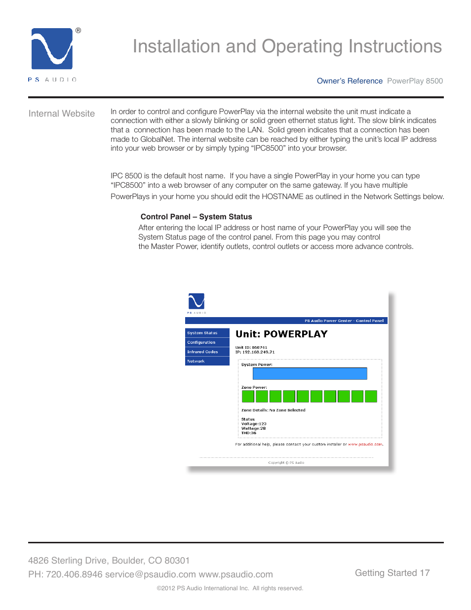 Installation and operating instructions | PS Audio 8500 User Manual | Page 21 / 32